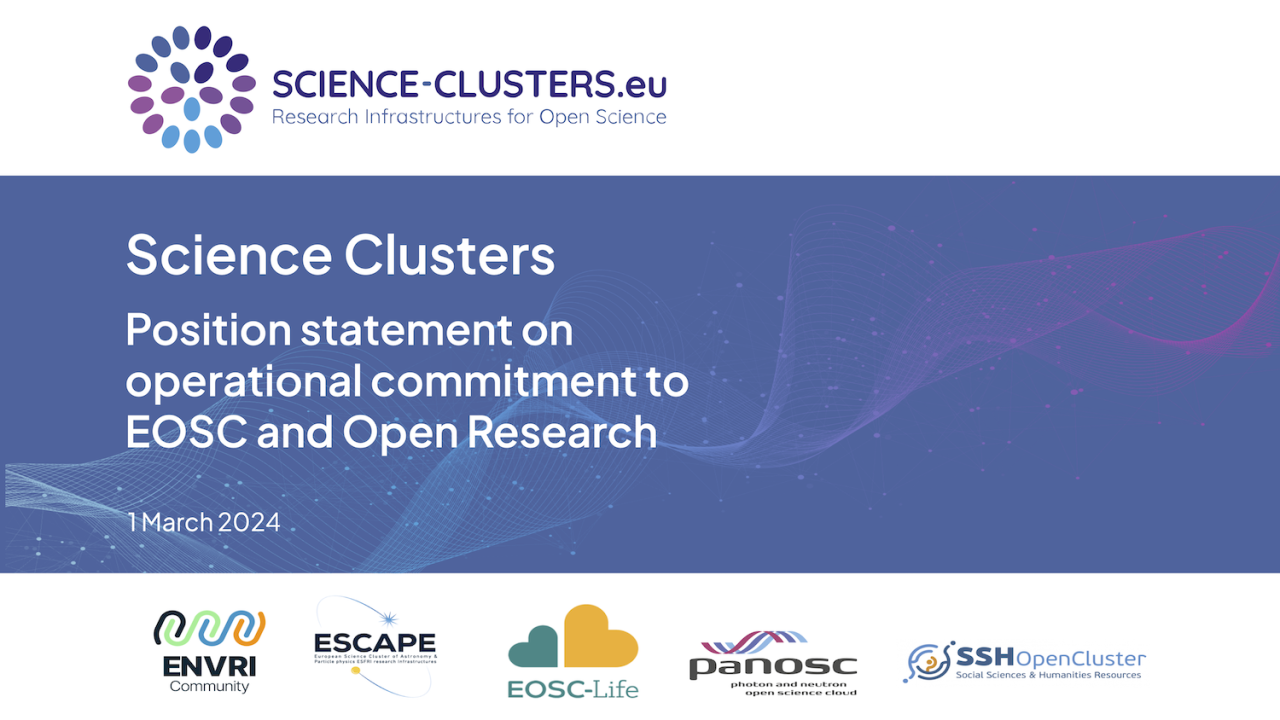 Banner - Science Clusters Position statement on operational commitment to EOSC and Open Research